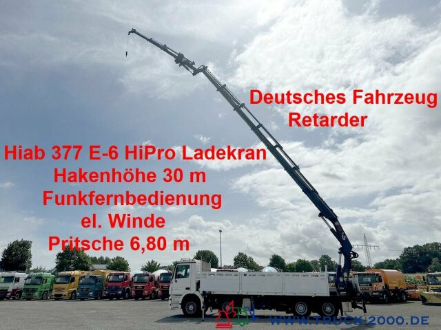 Mercedes-Benz Actros 3244 Hiab 377 FlyJib+ Winde Hakenhöhe 30m - Vrachtwagen met open laadbak, Kraanwagen: afbeelding 1 Mercedes-Benz Actros 3244 Hiab 377 FlyJib+ Winde Hakenhöhe 30m - Vrachtwagen met open laadbak, Kraanwagen: afbeelding 1