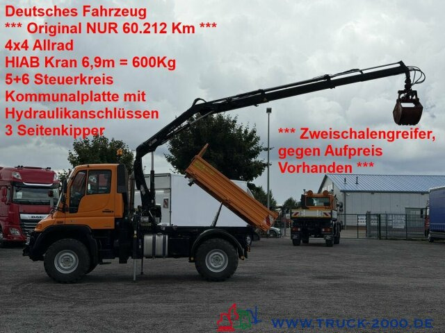 Unimog Unimog U300 4x4 Hiab Kran mit original 60.212 Km - Kipper vrachtwagen, Kraanwagen: afbeelding 1 Unimog Unimog U300 4x4 Hiab Kran mit original 60.212 Km - Kipper vrachtwagen, Kraanwagen: afbeelding 1