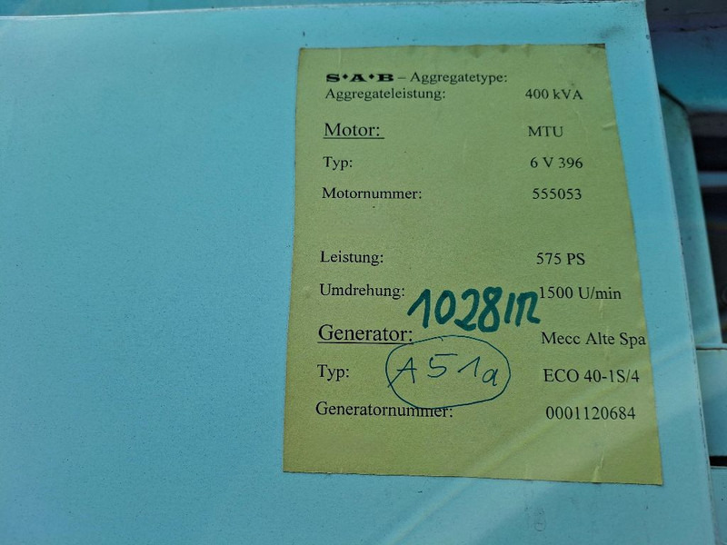 MTU (MERCEDES-BENZ) 6V396 - Industrie generator: afbeelding 2 MTU (MERCEDES-BENZ) 6V396 - Industrie generator: afbeelding 2