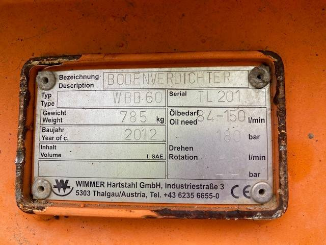 WIMMER WBD 60 Verdichterplatte MIETE / RENTAL (99002207) - Aanbouwdeel voor Bouwmachine: afbeelding 3 WIMMER WBD 60 Verdichterplatte MIETE / RENTAL (99002207) - Aanbouwdeel voor Bouwmachine: afbeelding 3