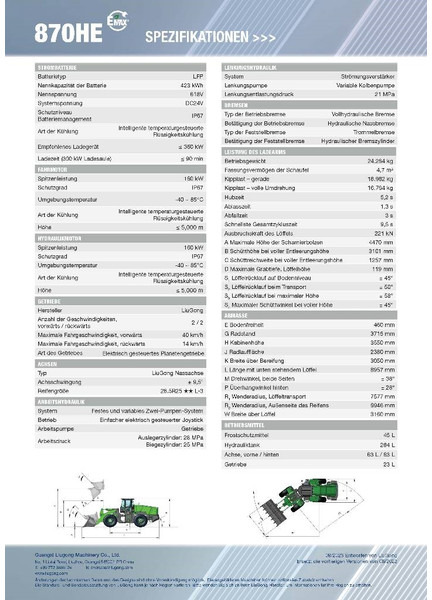LIUGONG 870 HE vollelektrisch, 24.2 t, 4.7-5.2 cbm - Wiellader: afbeelding 2 LIUGONG 870 HE vollelektrisch, 24.2 t, 4.7-5.2 cbm - Wiellader: afbeelding 2