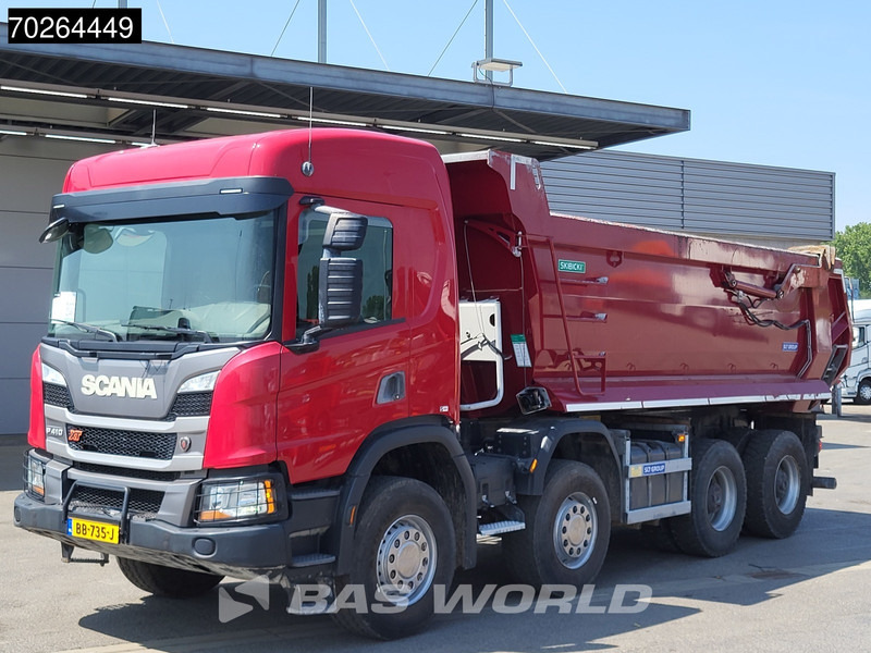 Kipper vrachtwagen Scania P410 8X4 NL-Truck 19m3 tipper box heating Big-Axle Steelsuspension Automatic: afbeelding 14