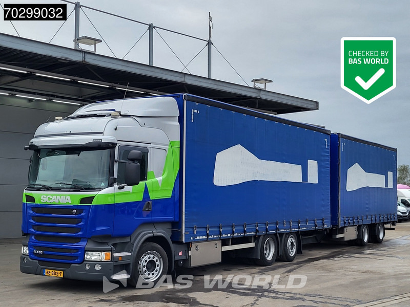 Scania R410 R 6X2 NL-Combi Curtainsides Lift+steering axle Automatic Euro 6 - Schuifzeilen vrachtwagen: afbeelding 1 Scania R410 R 6X2 NL-Combi Curtainsides Lift+steering axle Automatic Euro 6 - Schuifzeilen vrachtwagen: afbeelding 1
