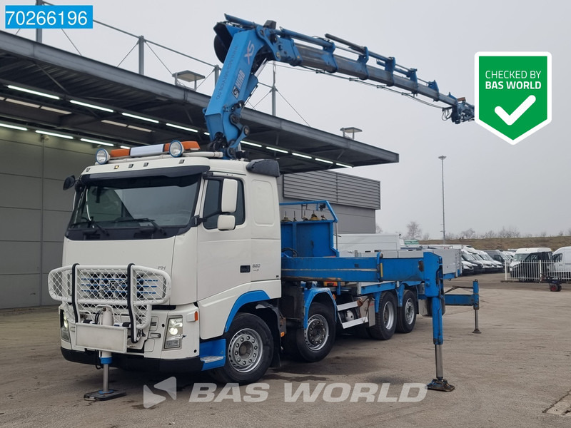 Vrachtwagen met open laadbak, Kraanwagen Volvo FH 520 8X2 Hiab 477 E-6XS + Jib 100X-5 Retarder Crane Kran Euro 5: afbeelding 1