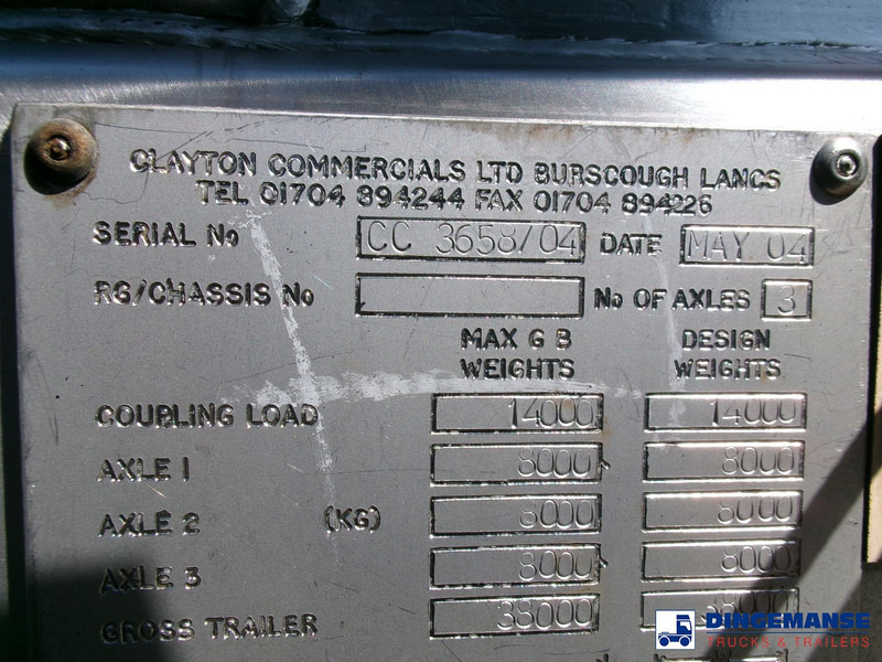 Tankoplegger Clayton Bitumen tank inox 33 m3 / 1 comp + ADR: afbeelding 14