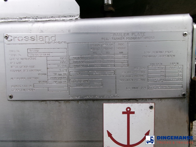Tankoplegger Crossland Food tank inox 30 m3 / 1 comp: afbeelding 12