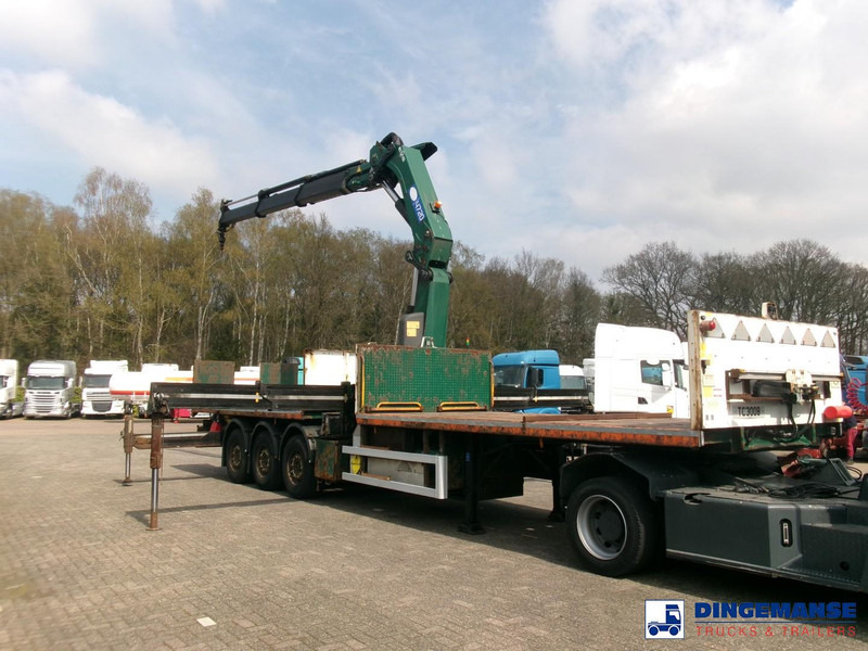 Massey Platform trailer + HMF 4720 K3 crane - Open bak met boorden oplegger: afbeelding 2 Massey Platform trailer + HMF 4720 K3 crane - Open bak met boorden oplegger: afbeelding 2