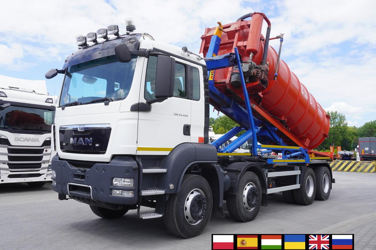 MAN TGS 35.400 8 × 4 E5 / HYVA HOOK LIFT 32.56 SE / Septic barrel 13000 L - Mesttank: afbeelding 1 MAN TGS 35.400 8 × 4 E5 / HYVA HOOK LIFT 32.56 SE / Septic barrel 13000 L - Mesttank: afbeelding 1