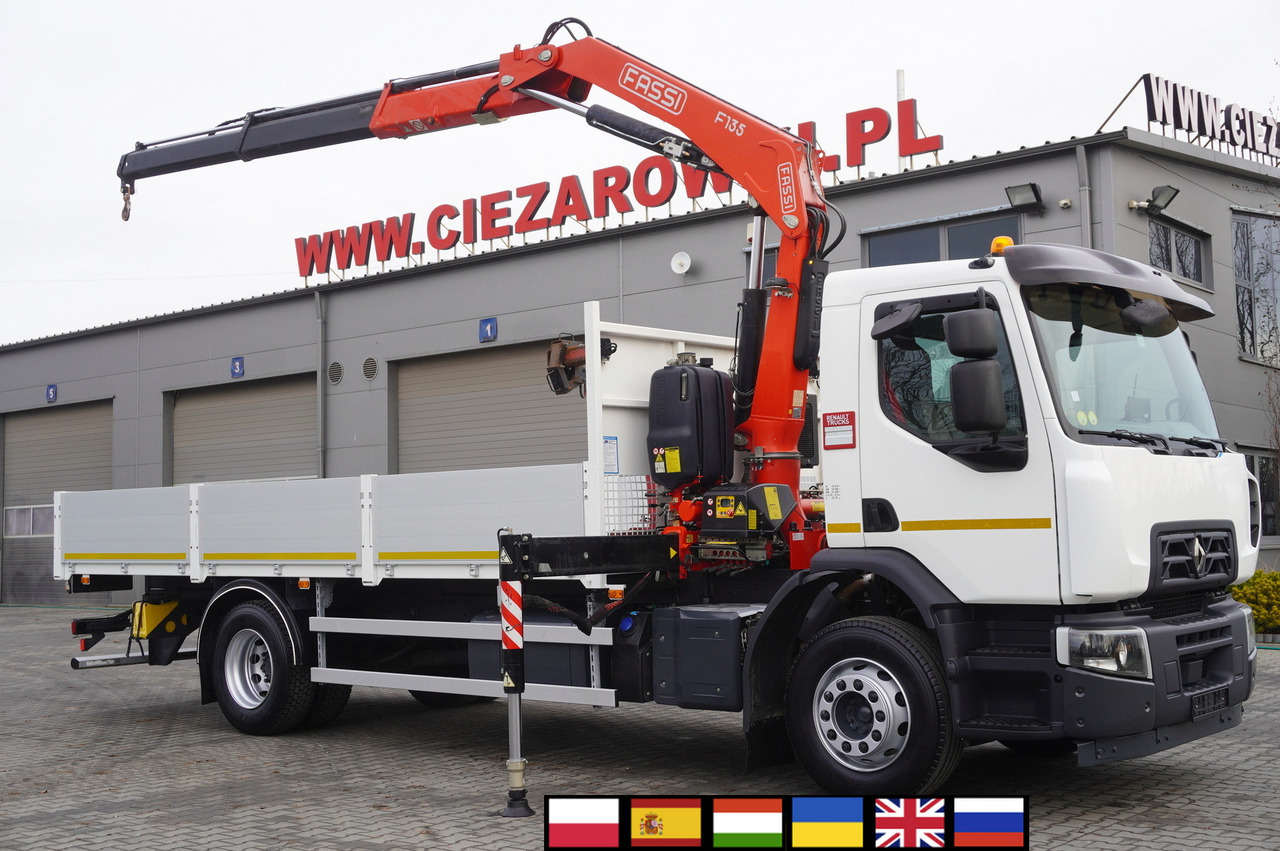 RENAULT C280 DTI 8 / FASSI crane 5.6 T / range 8 m / Flatbed 15 EPAL - Kraanwagen: afbeelding 1 RENAULT C280 DTI 8 / FASSI crane 5.6 T / range 8 m / Flatbed 15 EPAL - Kraanwagen: afbeelding 1
