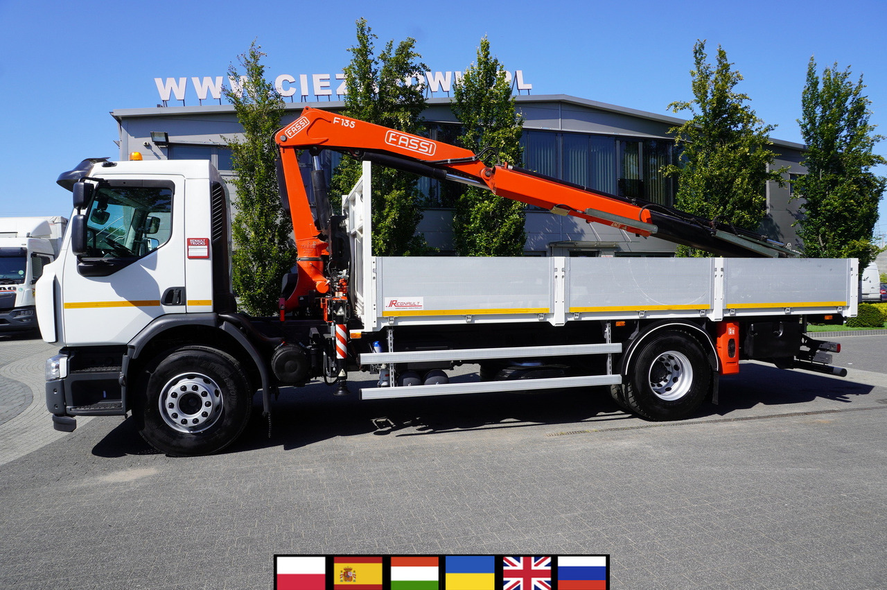 RENAULT C280 DTI 8 / FASSI crane 5.6 T / range 8 m / Flatbed 15 EPAL - Kraanwagen: afbeelding 1 RENAULT C280 DTI 8 / FASSI crane 5.6 T / range 8 m / Flatbed 15 EPAL - Kraanwagen: afbeelding 1