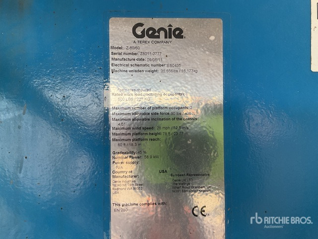 2011 Genie Z80/60 4WD Diesel Articulating Boom Lift - Knikarmhoogwerker: afbeelding 2 2011 Genie Z80/60 4WD Diesel Articulating Boom Lift - Knikarmhoogwerker: afbeelding 2