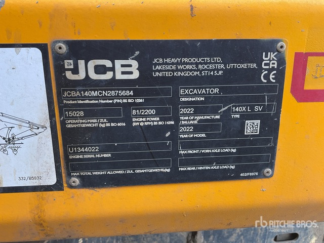 2022 JCB 140XLCSV Tracked Excavator - Rupsgraafmachine: afbeelding 1 2022 JCB 140XLCSV Tracked Excavator - Rupsgraafmachine: afbeelding 1