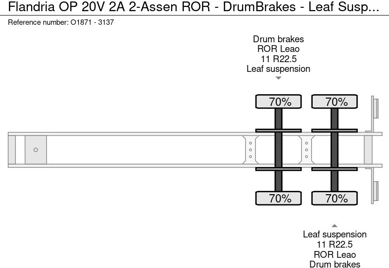 Containertransporter/ Wissellaadbak oplegger Flandria OP 20V 2A 2-Assen ROR - DrumBrakes - Leaf Suspension - 20FT (O1871): afbeelding 19