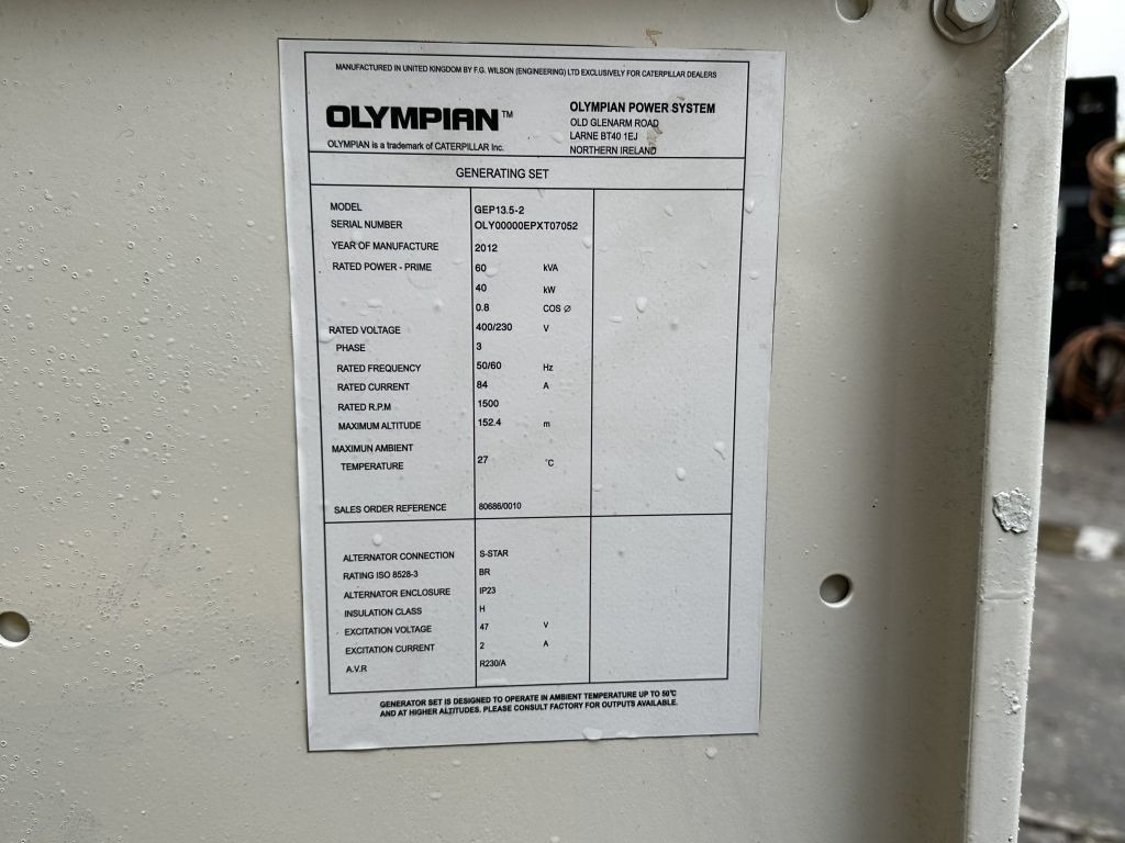 Industrie generator Olympian 60KVA Generator 3 Phase Olympian  60KVA Generator 3 Phase: afbeelding 9