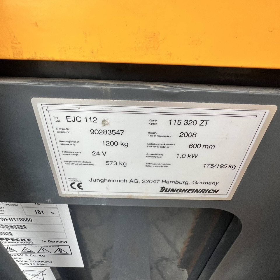 Stapelaar Jungheinrich EJC112: afbeelding 11 Stapelaar Jungheinrich EJC112: afbeelding 11