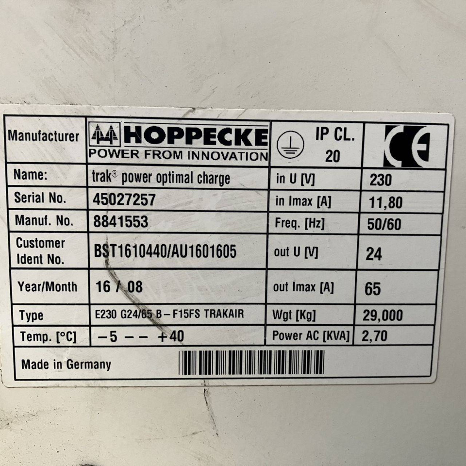 Hoppecke E230 G24/65 B-F15FS Trak power Optimal Charge (3) - Onderdelen voor Intern transport: afbeelding 5 Hoppecke E230 G24/65 B-F15FS Trak power Optimal Charge (3) - Onderdelen voor Intern transport: afbeelding 5