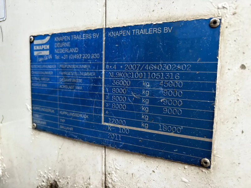 Schuifvloer oplegger Knapen Trailers K100 92m3 Cargo Floor 10MM Liftas Schijfremmen: afbeelding 20