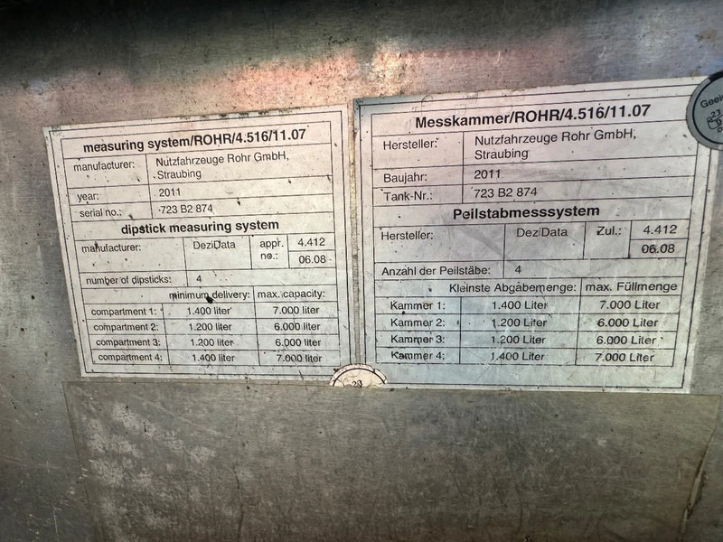 Landbouwaanhanger ROHR FUEL Kraftstoff Benzin/Diesel 26.000L 4 Rooms ADR Pump: afbeelding 14 Landbouwaanhanger ROHR FUEL Kraftstoff Benzin/Diesel 26.000L 4 Rooms ADR Pump: afbeelding 14