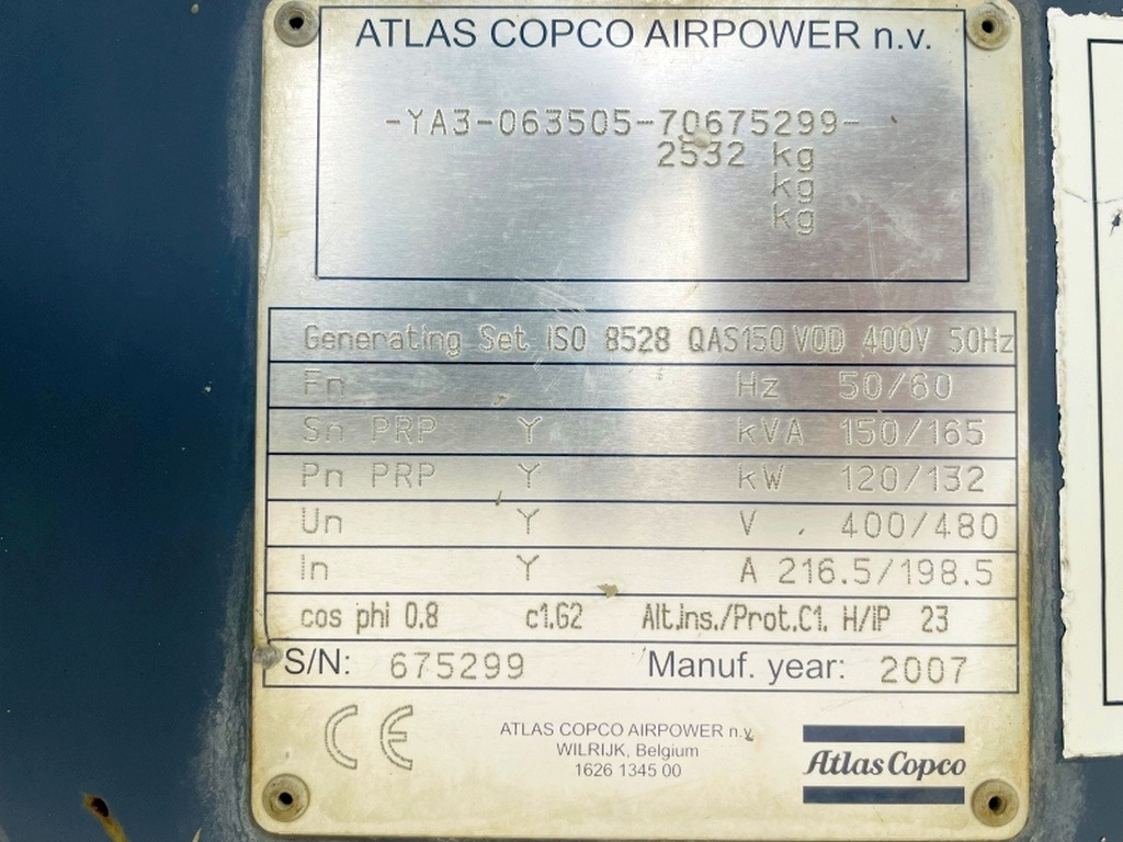 Atlas Copco QAS150 VOD (3997) - Industrie generator: afbeelding 3 Atlas Copco QAS150 VOD (3997) - Industrie generator: afbeelding 3
