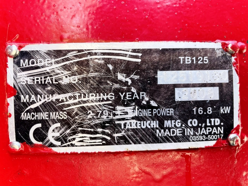 Takeuchi TB125 (4004) - Minigraafmachine: afbeelding 3 Takeuchi TB125 (4004) - Minigraafmachine: afbeelding 3