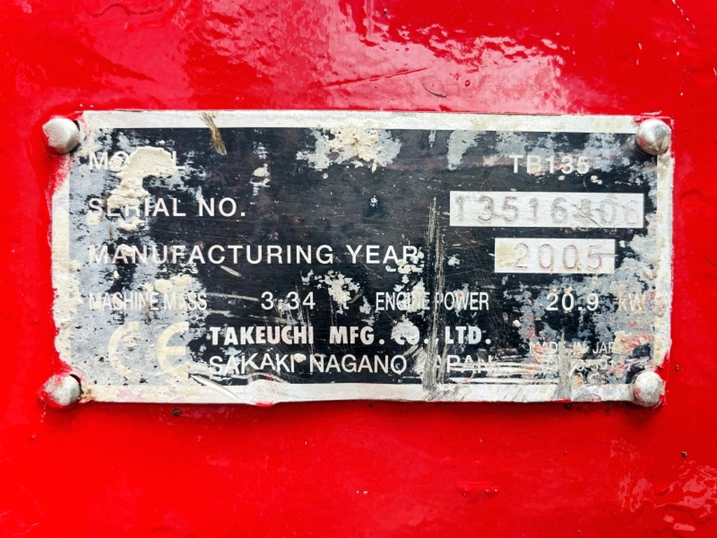 Takeuchi TB135 (4056) - Minigraafmachine: afbeelding 3 Takeuchi TB135 (4056) - Minigraafmachine: afbeelding 3