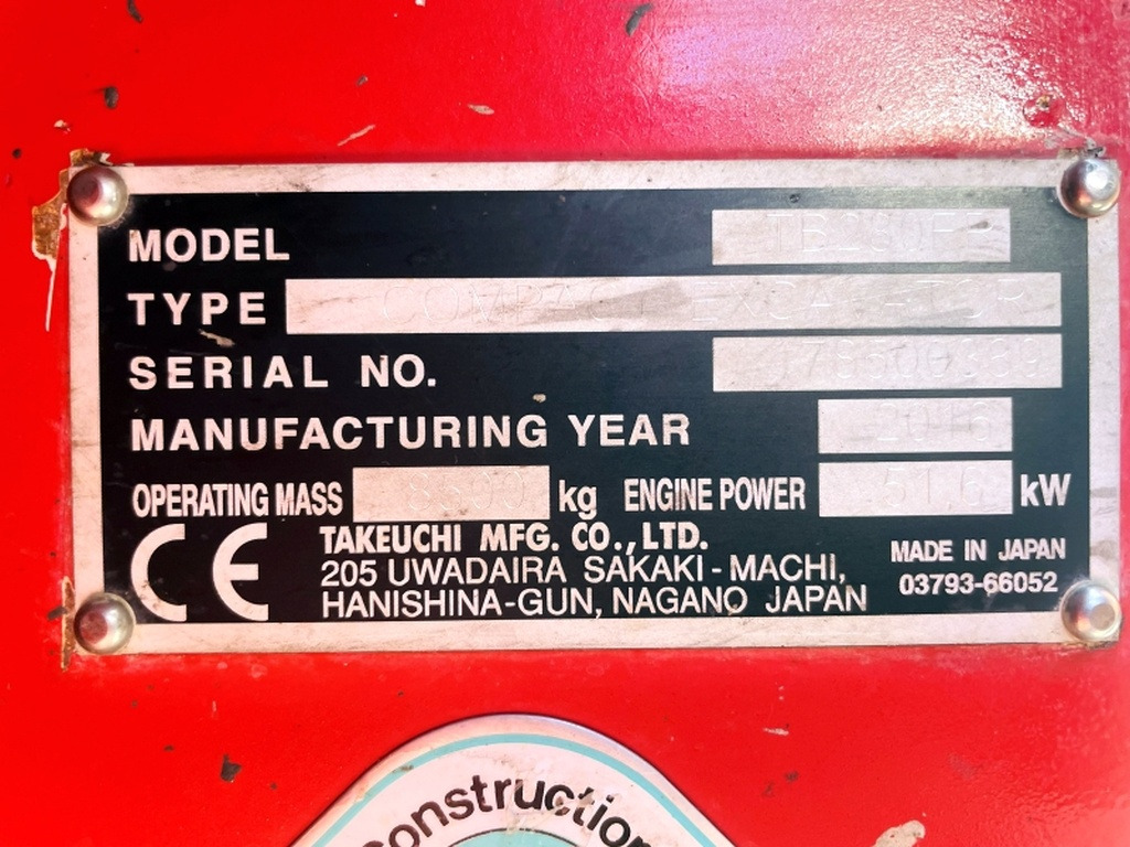 Takeuchi TB280FR (4050) - Minigraafmachine: afbeelding 3 Takeuchi TB280FR (4050) - Minigraafmachine: afbeelding 3