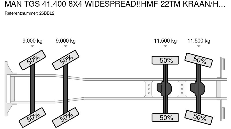 Haakarmsysteem vrachtwagen, Kraanwagen MAN TGS 41.400 8X4 WIDESPREAD!!HMF 22TM KRAAN/HAAK!!TOP!!: afbeelding 17 Haakarmsysteem vrachtwagen, Kraanwagen MAN TGS 41.400 8X4 WIDESPREAD!!HMF 22TM KRAAN/HAAK!!TOP!!: afbeelding 17