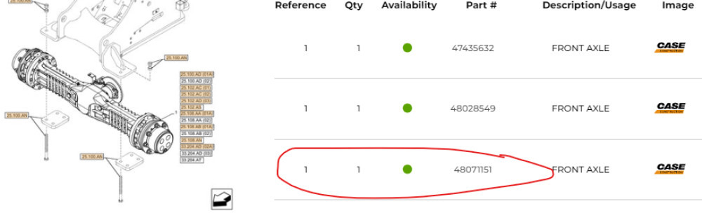 Case 48071151 - 48071150 - Vooras voor Bouwmachine: afbeelding 1 Case 48071151 - 48071150 - Vooras voor Bouwmachine: afbeelding 1