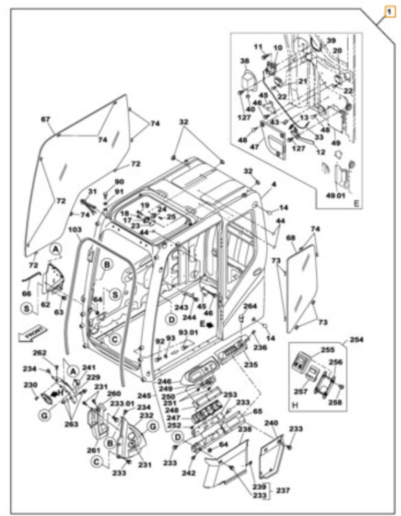 Case KHN16512 - KHN13840 - Cabine voor Bouwmachine: afbeelding 1 Case KHN16512 - KHN13840 - Cabine voor Bouwmachine: afbeelding 1