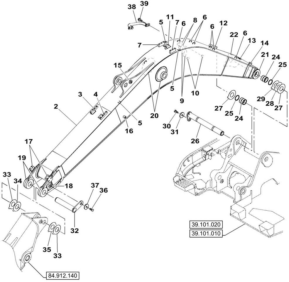 Case KMV29040 - KMV29041 - Arm voor Bouwmachine: afbeelding 1 Case KMV29040 - KMV29041 - Arm voor Bouwmachine: afbeelding 1