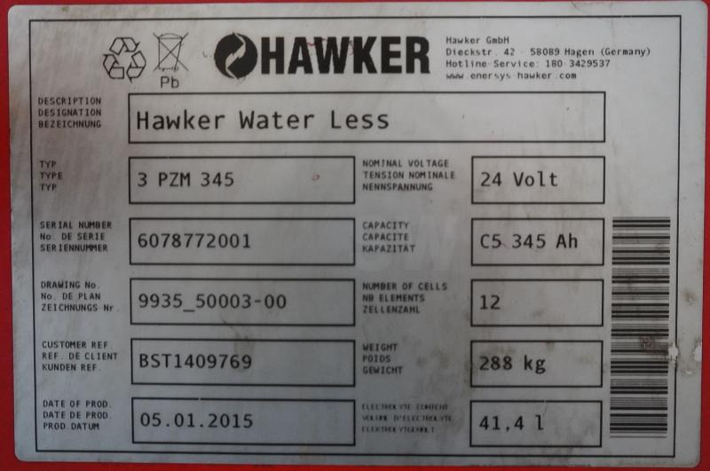 HAWKER 24 Volt 3 PzS 345 Ah - Batterij voor Intern transport: afbeelding 5 HAWKER 24 Volt 3 PzS 345 Ah - Batterij voor Intern transport: afbeelding 5