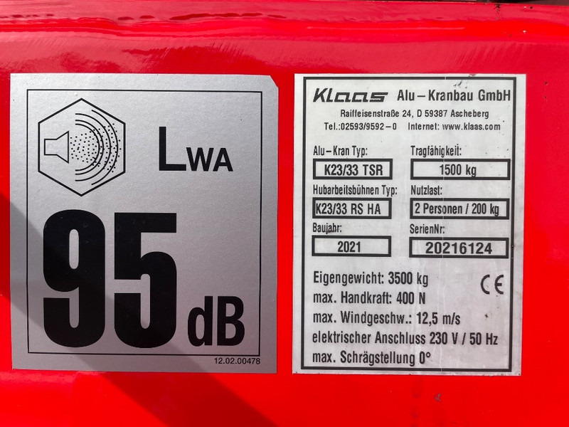 Klaas K 23/33 TSR - Alle terrein kraan: afbeelding 3 Klaas K 23/33 TSR - Alle terrein kraan: afbeelding 3