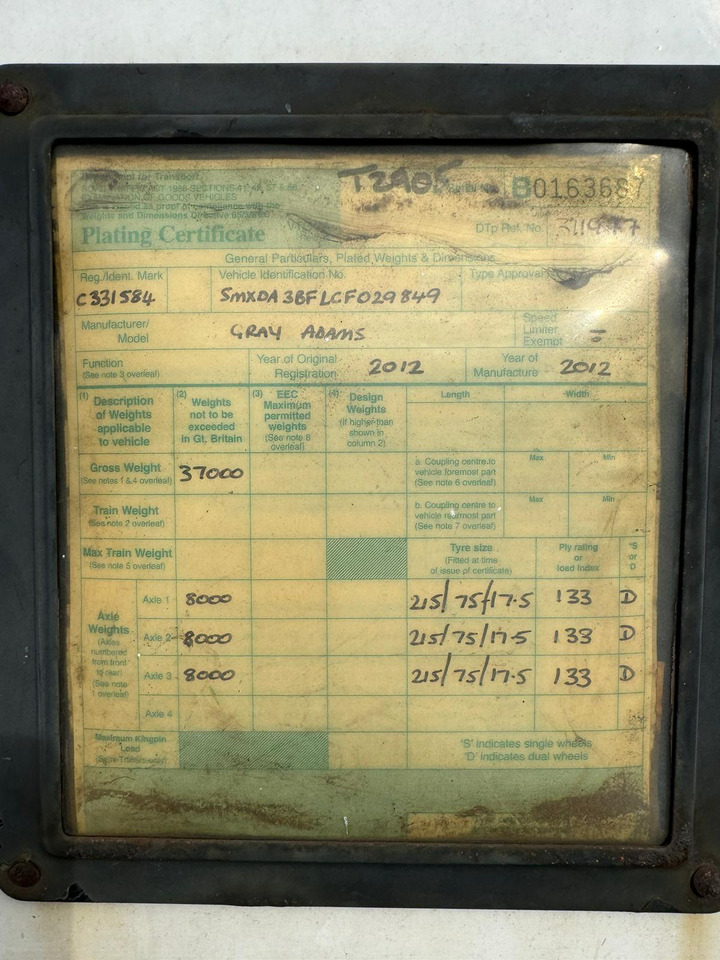 Gray and Adams 2012 Vector 1950MT – PR2905 - Koelwagen oplegger: afbeelding 5 Gray and Adams 2012 Vector 1950MT – PR2905 - Koelwagen oplegger: afbeelding 5