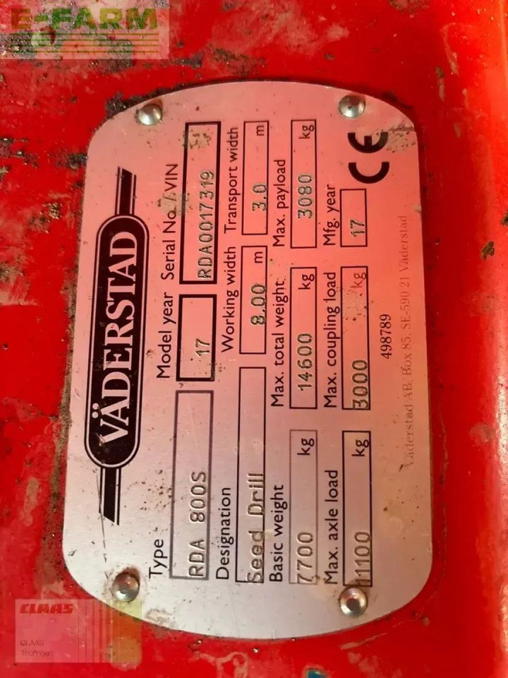 Väderstad rapid rda 800 s - Zaaimachine: afbeelding 3 Väderstad rapid rda 800 s - Zaaimachine: afbeelding 3