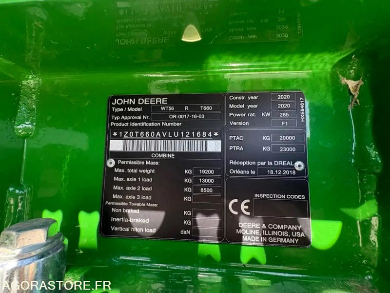 Landbouwmachine MOISSONNEUSE JOHN DEERE T660i - 2020 / 673 HEURES: afbeelding 17 Landbouwmachine MOISSONNEUSE JOHN DEERE T660i - 2020 / 673 HEURES: afbeelding 17
