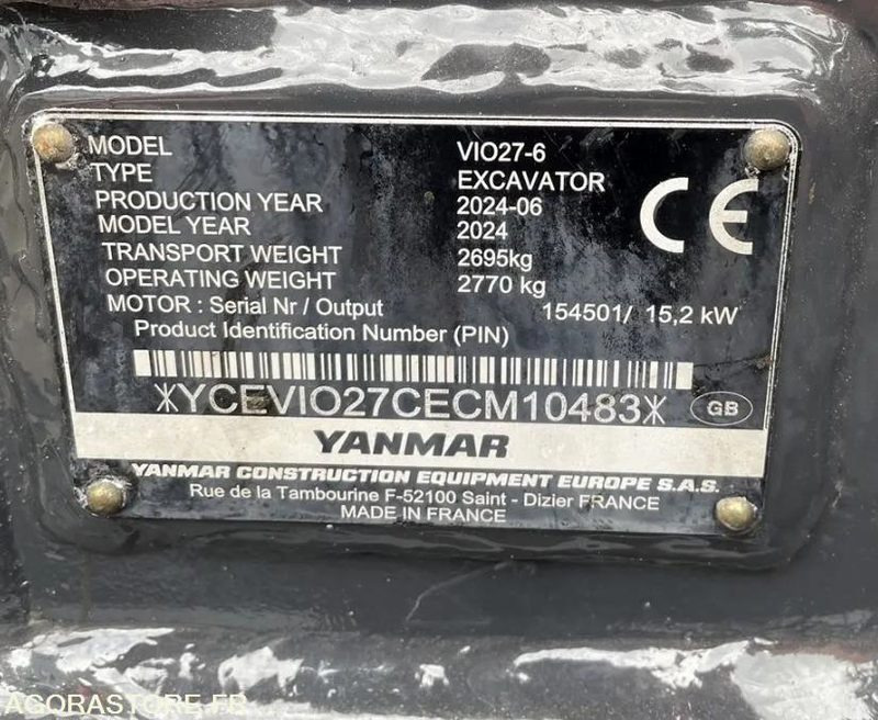 MINI PELLE SUR CHENILLE YANMAR VIO27-6 - Minigraafmachine: afbeelding 5 MINI PELLE SUR CHENILLE YANMAR VIO27-6 - Minigraafmachine: afbeelding 5