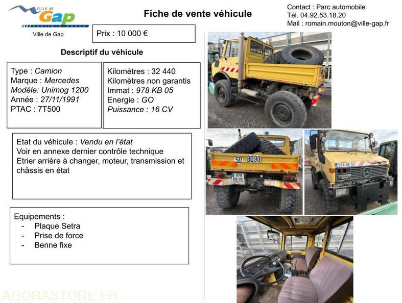 CAMION MERCEDES UNIMOG 1200 - Vrachtwagen: afbeelding 1 CAMION MERCEDES UNIMOG 1200 - Vrachtwagen: afbeelding 1