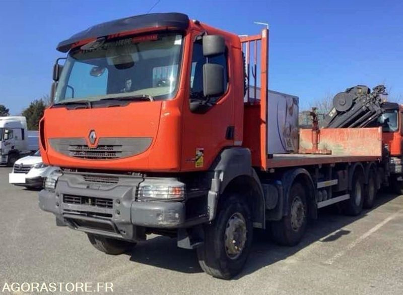 Renault Kerax 430 DXI plateau grue 8X4-2012 - Vrachtwagen: afbeelding 1 Renault Kerax 430 DXI plateau grue 8X4-2012 - Vrachtwagen: afbeelding 1