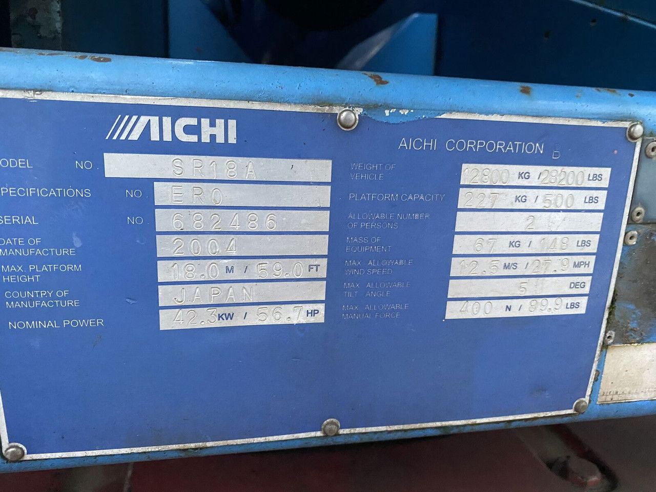 Aichi SR18A - Telescoophoogwerker: afbeelding 4 Aichi SR18A - Telescoophoogwerker: afbeelding 4