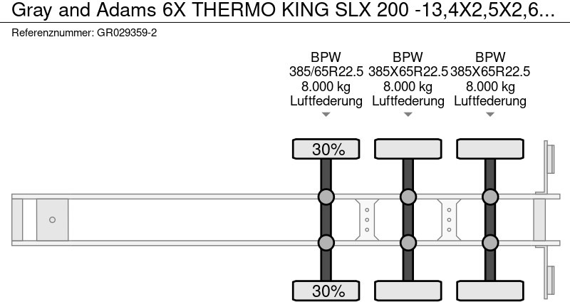 Koelwagen oplegger Gray and Adams 6X THERMO KING SLX 200 -13,4X2,5X2,6 METER - BPW DRUM BRAKES: afbeelding 19