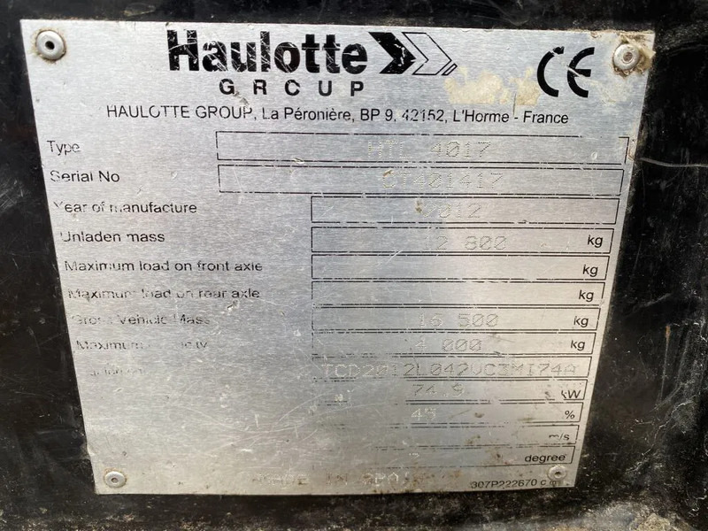 Verreiker Haulotte HTL 4017 - 4X4X4 - 5.617 HOURS - 17 METER - 4.000 KG: afbeelding 20 Verreiker Haulotte HTL 4017 - 4X4X4 - 5.617 HOURS - 17 METER - 4.000 KG: afbeelding 20