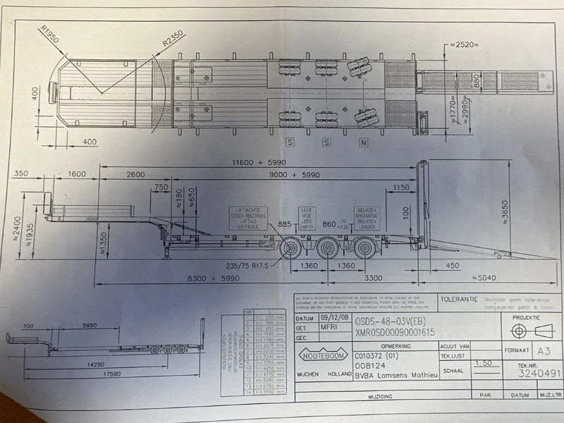 Nooteboom OSDS-48-03V, 6 M EXTENDABLE, LAST AXLE STEERING. FIRST LIFT AXEL, HYDRAULIC RAMPS - Dieplader oplegger: afbeelding 2 Nooteboom OSDS-48-03V, 6 M EXTENDABLE, LAST AXLE STEERING. FIRST LIFT AXEL, HYDRAULIC RAMPS - Dieplader oplegger: afbeelding 2
