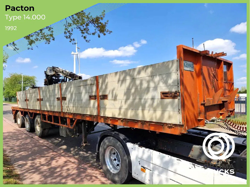 Pacton 3 AS / ROLKRAAN KENNIS TYPE 14.000 / FREINS TAMBOURS / DRUM BRAKES - Open bak met boorden oplegger: afbeelding 1 Pacton 3 AS / ROLKRAAN KENNIS TYPE 14.000 / FREINS TAMBOURS / DRUM BRAKES - Open bak met boorden oplegger: afbeelding 1