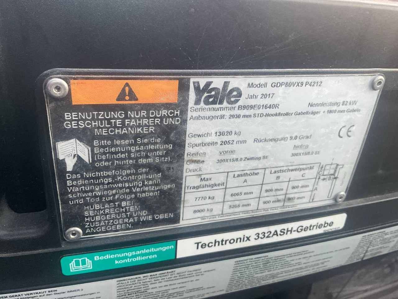 Heftruck 2017 YALE GDP80V FORKLIFT: afbeelding 15