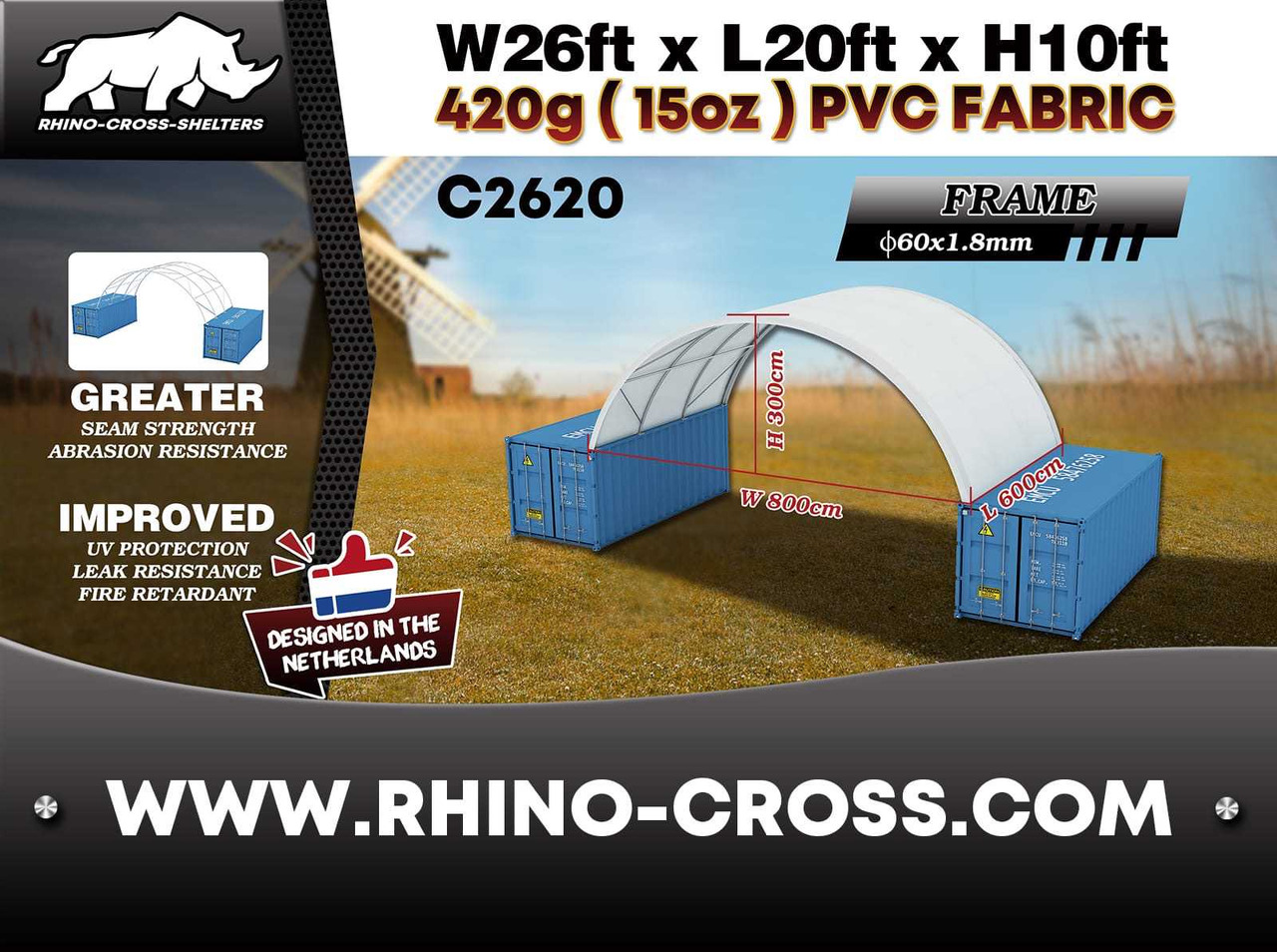 Rhino-Cross-Shelter C2620 - 6x8x3 m - Opslagtank: afbeelding 3 Rhino-Cross-Shelter C2620 - 6x8x3 m - Opslagtank: afbeelding 3