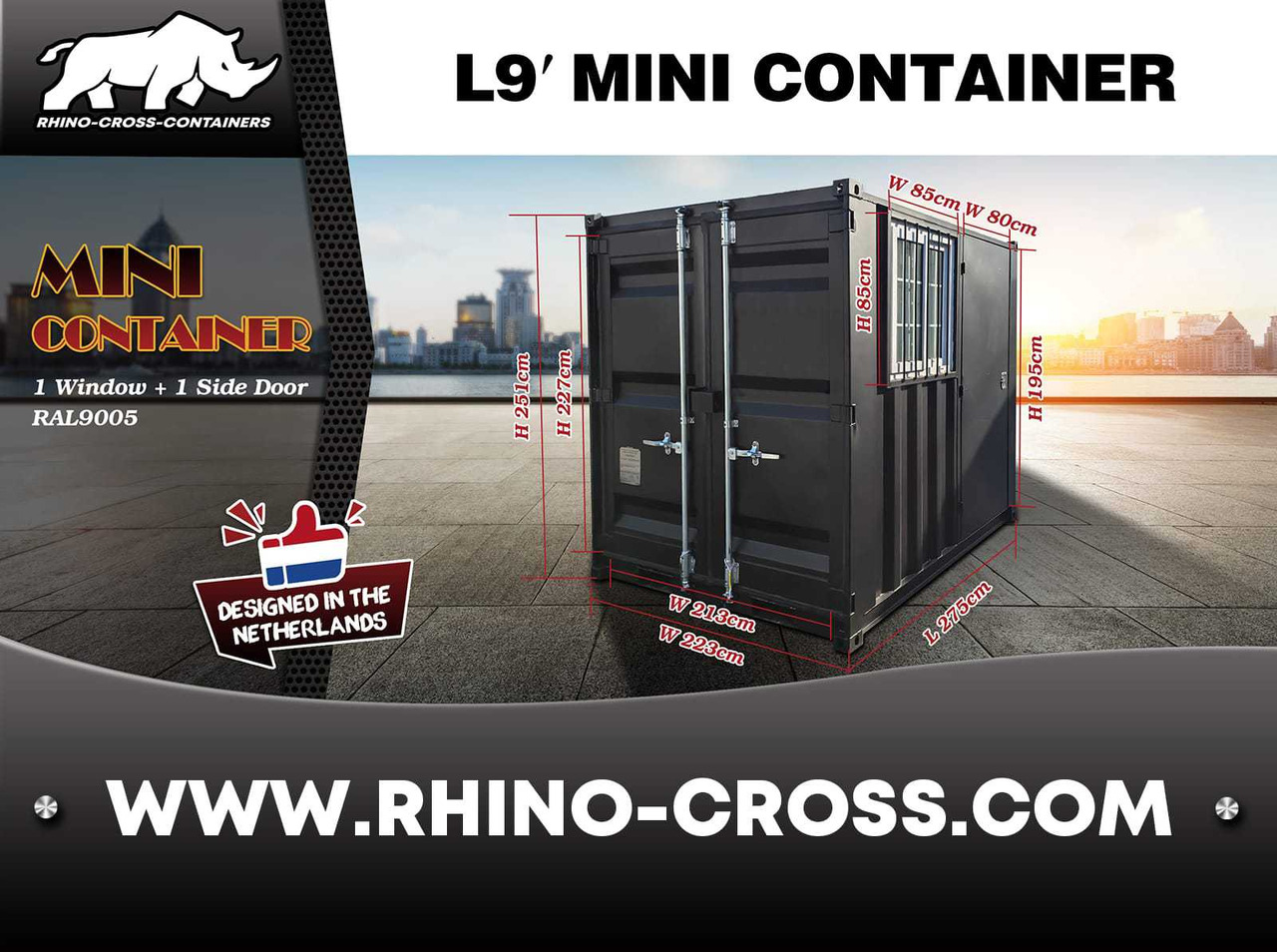 Zeecontainer Rhino-cross-containers 9ft met deur en raam: afbeelding 6