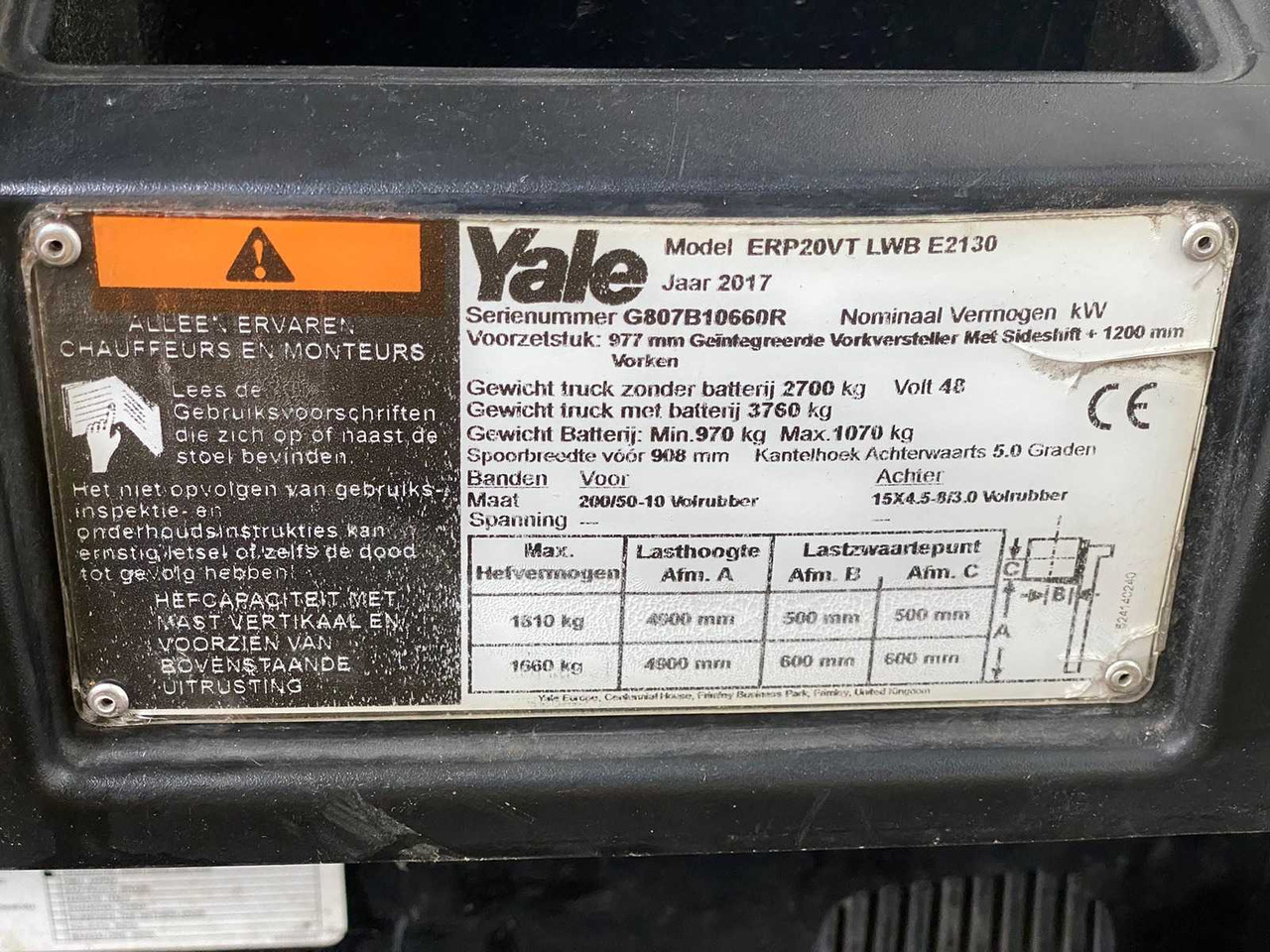 YALE - ERP20VT LWB - FORKLIFT TRIPLEX - FORK POSITIONER - FREELIFT - SIDESHIFT - Heftruck: afbeelding 5 YALE - ERP20VT LWB - FORKLIFT TRIPLEX - FORK POSITIONER - FREELIFT - SIDESHIFT - Heftruck: afbeelding 5