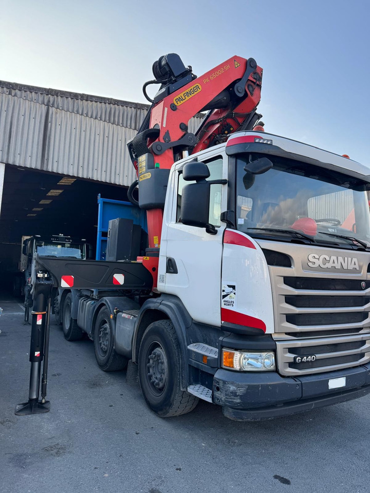 SCANIA G440 - Vrachtwagen met open laadbak, Kraanwagen: afbeelding 1 SCANIA G440 - Vrachtwagen met open laadbak, Kraanwagen: afbeelding 1