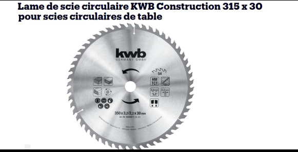 Lame de scie Widia pour bois KWB - Bouwmaterieel: afbeelding 2 Lame de scie Widia pour bois KWB - Bouwmaterieel: afbeelding 2