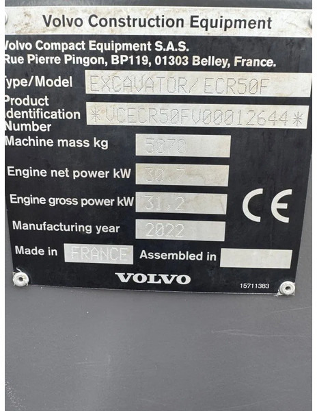 Rupsgraafmachine Volvo ECR50F 2022 3300 uur !!: afbeelding 19